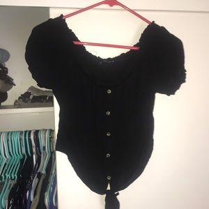 Black off the shoulder shirt